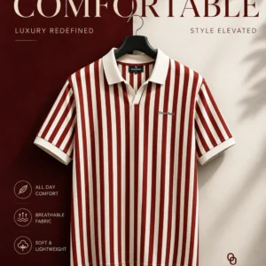 Stripe Polo - Cream & Red
