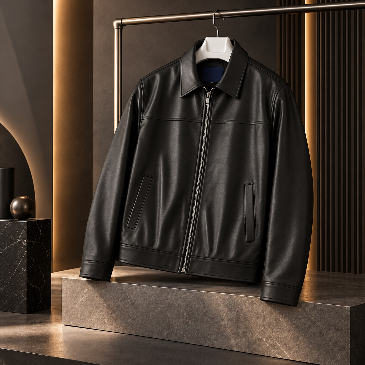 camor leather jecket black