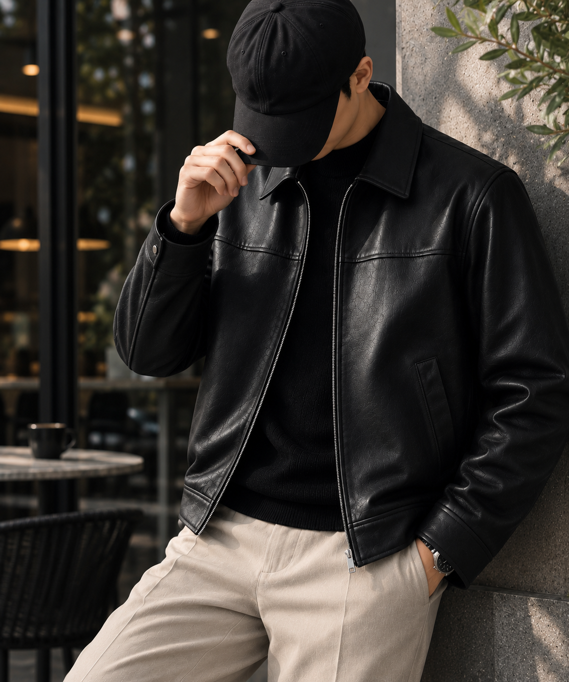 camor leather jecket black
