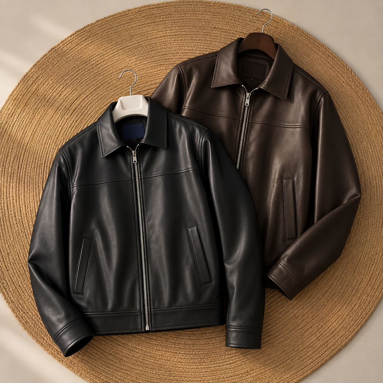 camor leather jecket black and chocolate