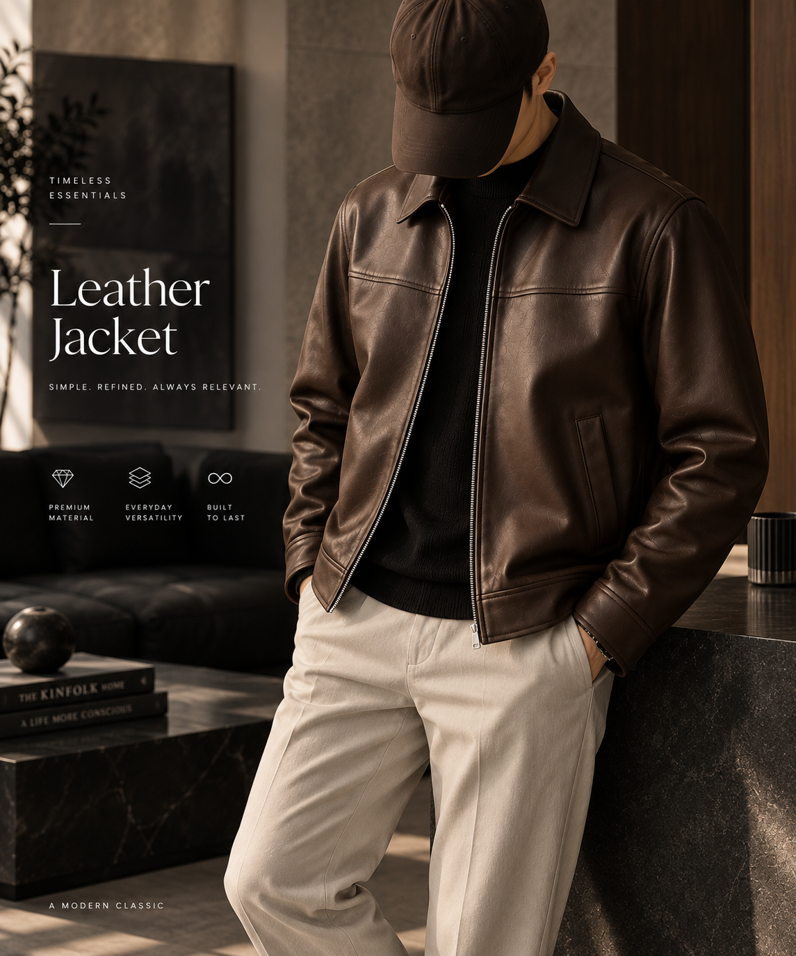 camor leather jecket and chocolate