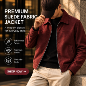 Premium Suede Jacket Editorial Ad